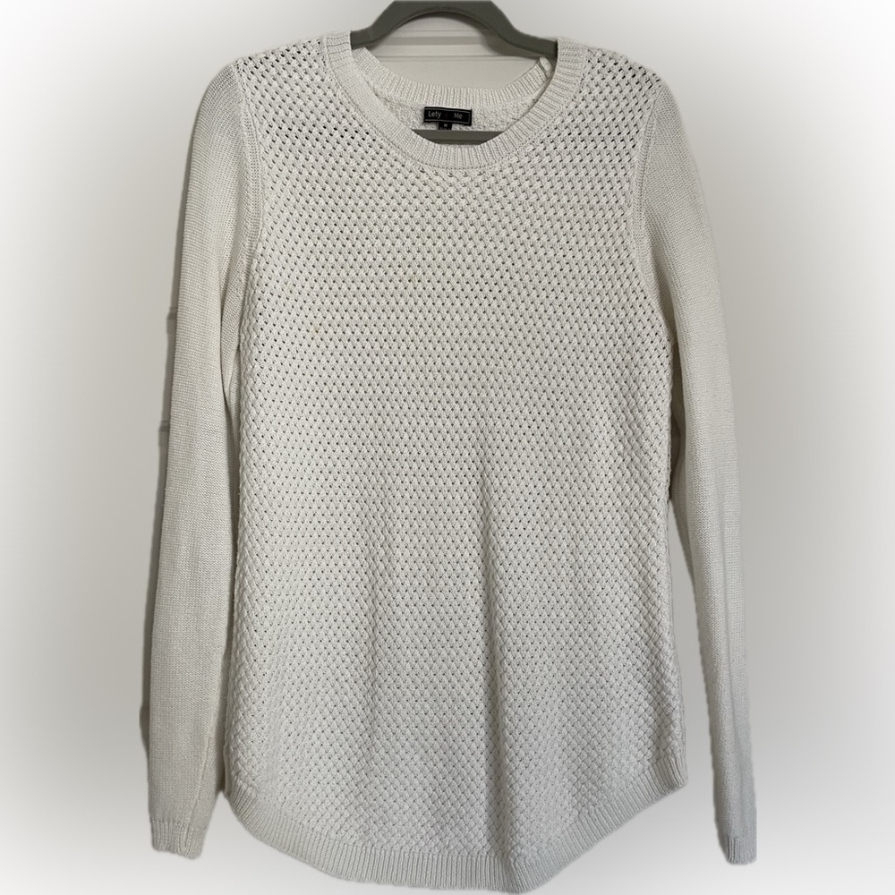 Lety & Me white sweater with elbow patches